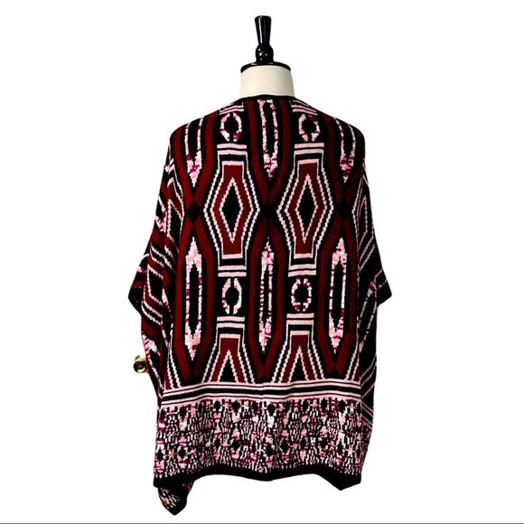 Mossimo Women's Burgundy Pink Geo Open Front Dolman Sleeve Sweater Size L/XL - Picture 4 of 10